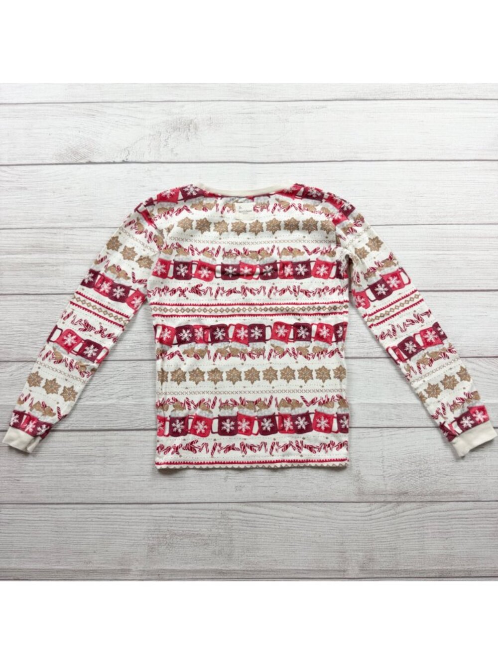Burt's Bees Kids Holiday Pajama Set Red White Snowflake Candy Cane Pattern 10 - Picture 3 of 5